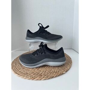 CROCS Men's Black and Gray Lightweight Knit Sneakers